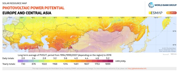 Photovoltaic Electricity Potential, Europe and Central Asia